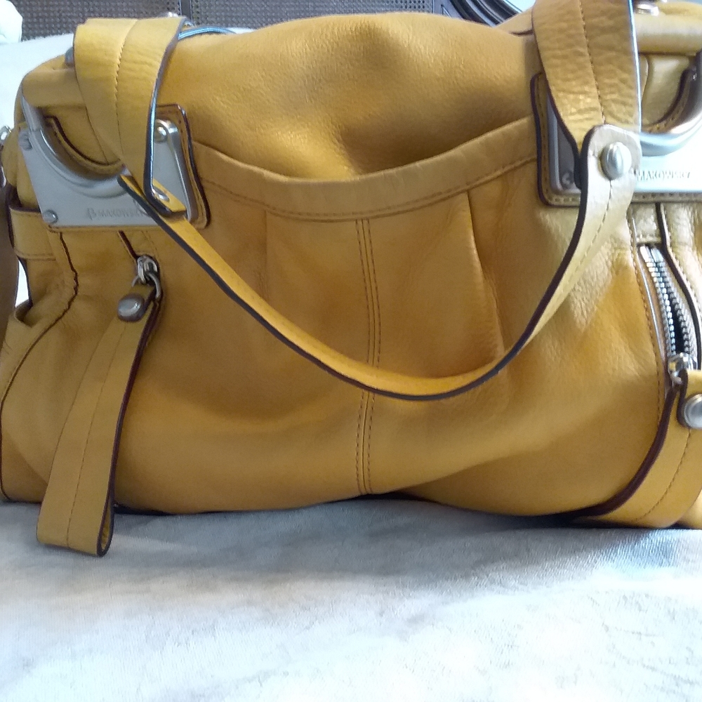 YELLOW GOLD B MAKOWSKI SATCHEL HANDBAG